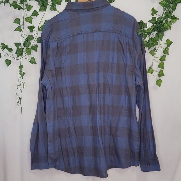 George. Lightweight Flannel. Blue and Gray Plaid Button-Up Shirt. Size XL. NWT - Picture 3 of 6